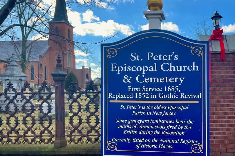 Information sign about St. Peter's Episcopal Church in Perth Amboy, New Jersey.