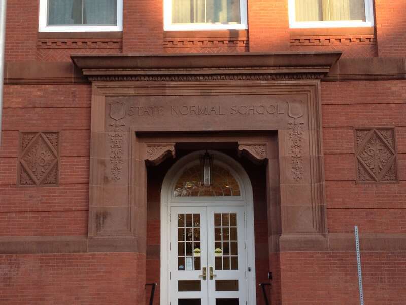 The facade at the former Hyannis State Teacher's College.