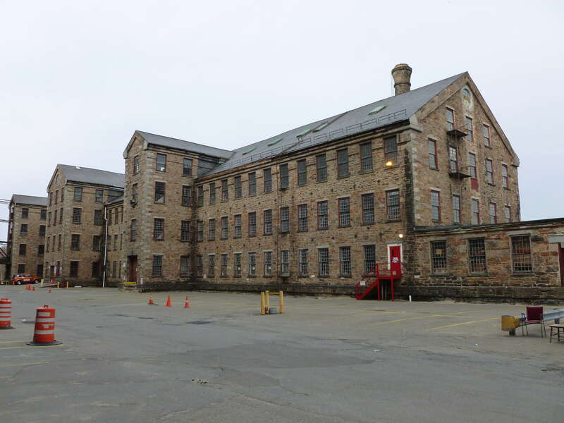 Stone Mill, located near 15 Union Street, Lawrence, Massachusetts.  West and south sides of building shown.