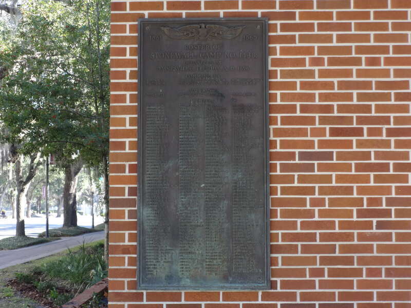 Stonewall Camp No 1438 plaque, Gainesville, Alachua County, Florida