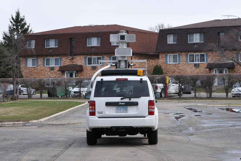 Street mapping vehicle in Palatine, Illinois, USA.
