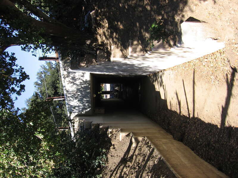 This pedestrian passage sits adjacent to the "Sullivan Underpass" in the Niles district of Fremont, California, USA.  View is looking northwest.