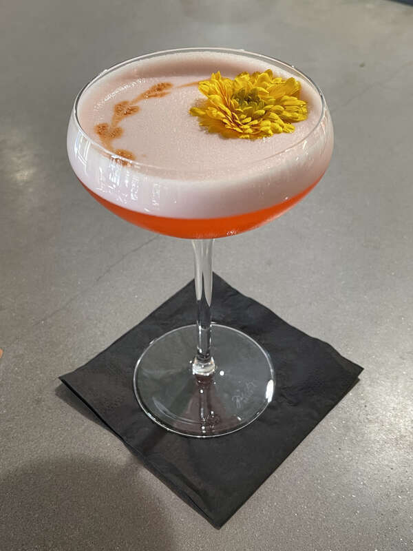 Gin Campari Sour at The Alchemists' Garden in Paso Robles, California.