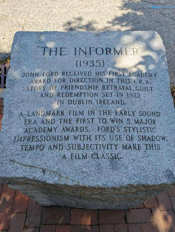 Stone inscription for "The Informer" (1935) at John Ford's statue in Portland, Maine