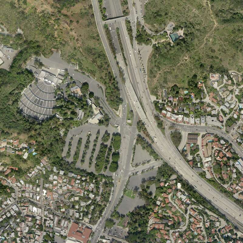 High Resolution Orthoimagery of Los Angeles, centered on 34°06'41.305"N, 118°20'10.560"W in the Hollywood Bowl. Image taken on December 16, 2010.