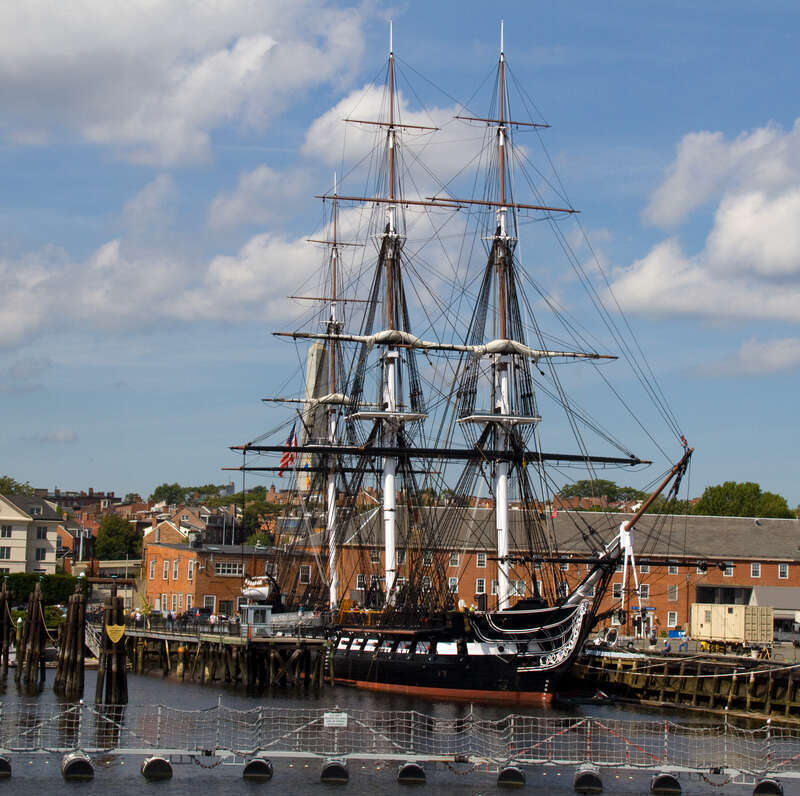 Launched in 1797, USS Constitution was a heavy frigate of the USA navy. Although designated a frigate she was twice the weight of a typical frigate of the time (2,200 tons) and although classed as a 44gun frigate she actually carried over 50 guns.