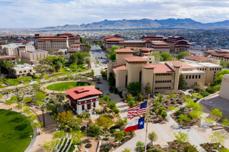 UTEP campus shot with a drone, Wednesday, April 1, 2020, in El Paso, TX. Photo by Ivan Pierre Aguirre