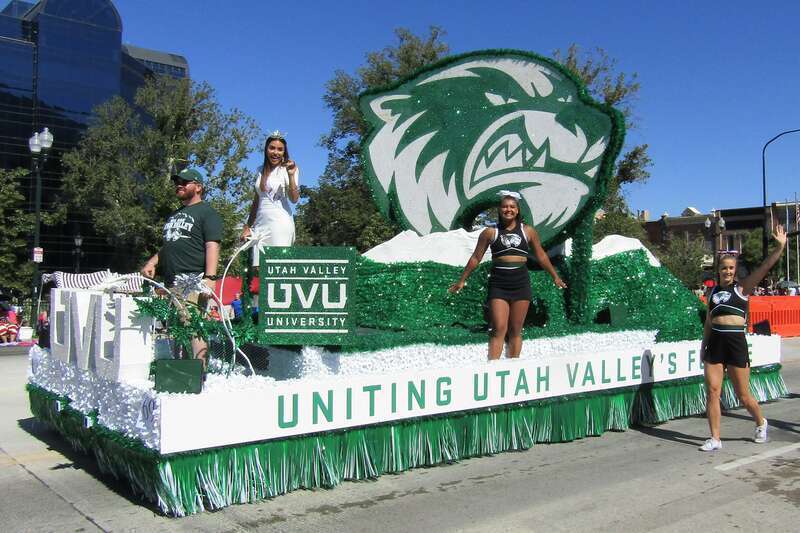 Float for Utah Valley University in the Freedom Festival Grand Parade.