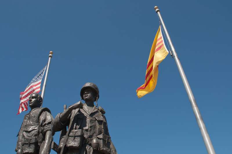The Vietnam War Memorial is located in Westminster, home to the largest Vietnamese community outside Vietnam as well as South Vietnam's government-in-exile.
Unlike the Vietnam Veterans Memorial on the Washington Mall which lists the names of the
