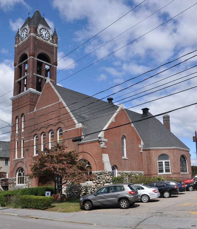 A photo of the historic Beth Eden Baptist Church in Waltham, Massachusetts.