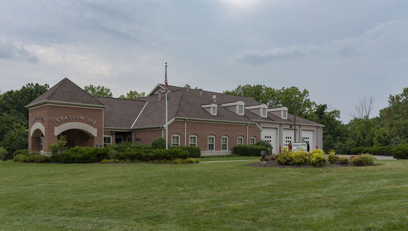Fire station 112 is one of three fire stations positioned throughout the city of Westerville, Ohio to allow the fire department to provide a claimed 4-minute average response time.