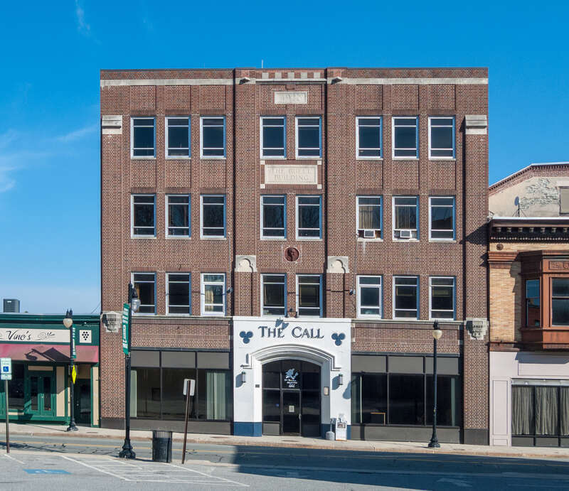 Buell Building, home of the Woonsocket Call newspaper, downtown Woonsocket Rhode Island. Architects: Westcott &amp; Mapes. Part of the Main Street Historic District.