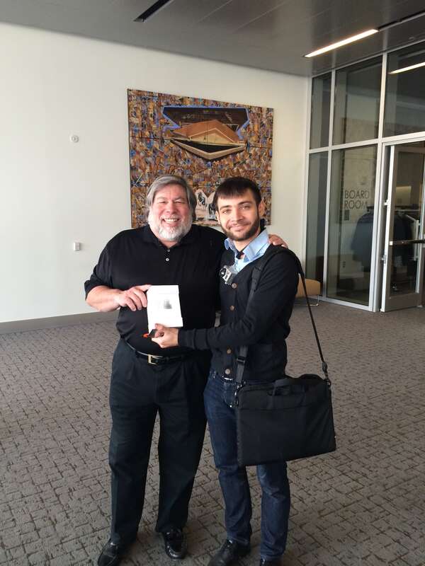 Apple co-founder Steve Wozniak and iCups creator Magdim Metshin.