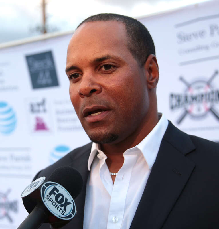 Barry Larkin on the red carpet at the Dinner of Champions hosted by Tony La Russa's Animal Rescue Foundation at Steak 44 in Phoenix, Arizona.

Please attribute to Gage Skidmore if used elsewhere.
