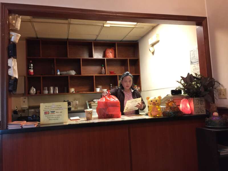 Chinese restaurant counter in a Northside Chicago neighborhood