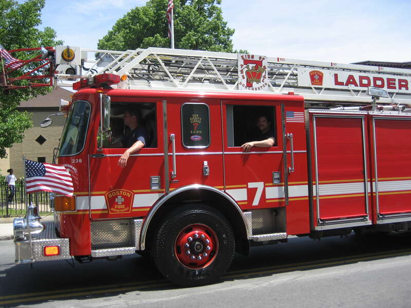 The Boston Fire Department rolled through at the start of the parade.

Check out my blog post on the <a href="http://www.adampieniazek.com/boston/dot-day-2009/" rel="nofollow">Dot Day 2009 parade</a> and/or the <a