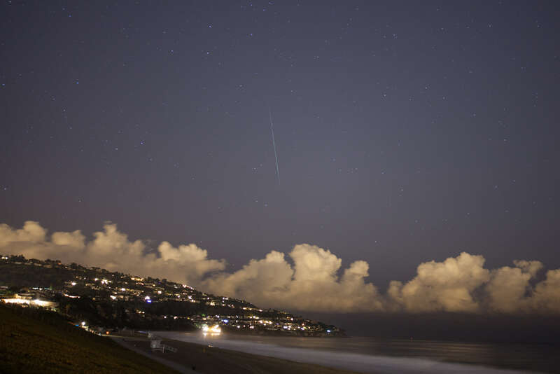 
500px provided description: During the geminid meteor shower taken at Redondo Beach in Miramar Park overlooking Palos Verdes [#meteor ,#meteor shower ,#geminid]