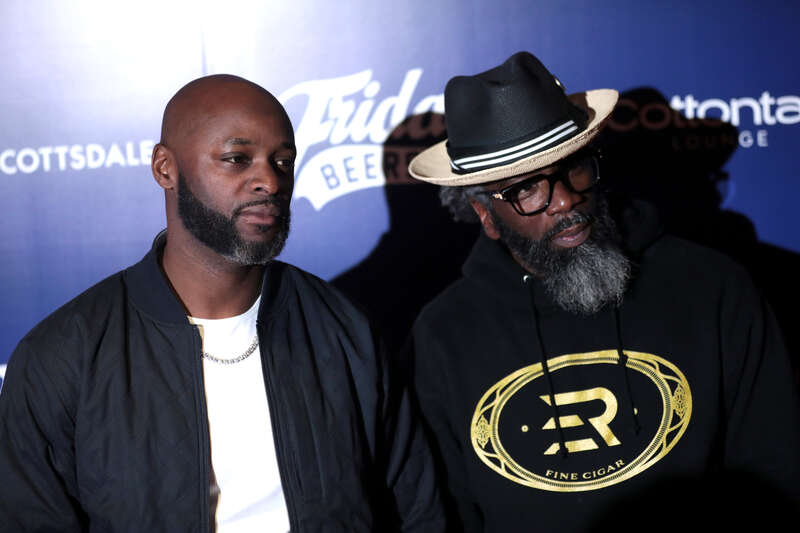 Reggie Wayne and Ed Reed at the Friday Beers Red Carpet Presented by W Scottsdale &amp; E11even Miami at the W Scottsdale in Scottsdale, Arizona.
Please attribute to Gage Skidmore if used elsewhere.