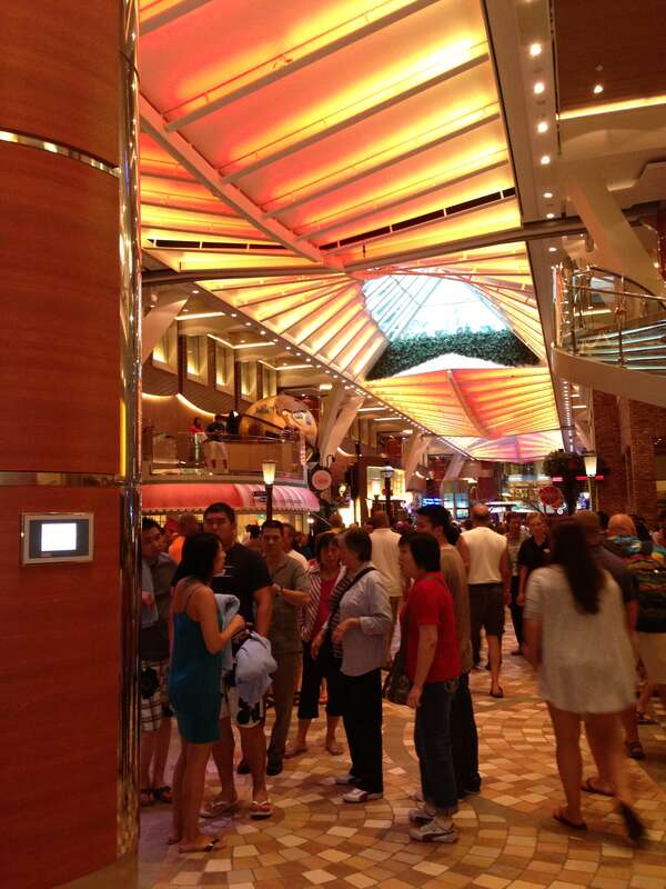 The Royal Promenade on Deck 5 of the MS Oasis of the Seas.