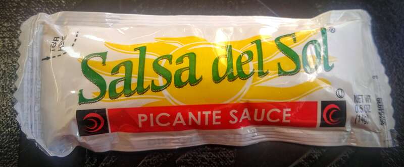 Packet of salsa del sol picante sauce from Taco Bell
