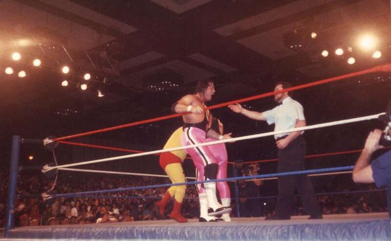The Hart Foundation vs Intruder (pictured) &amp; the Black Knight (unpictured) on 7 March 1989 at the El Paso Civic Center for a video-taping of a WWF "Superstars of Wrestling" event.