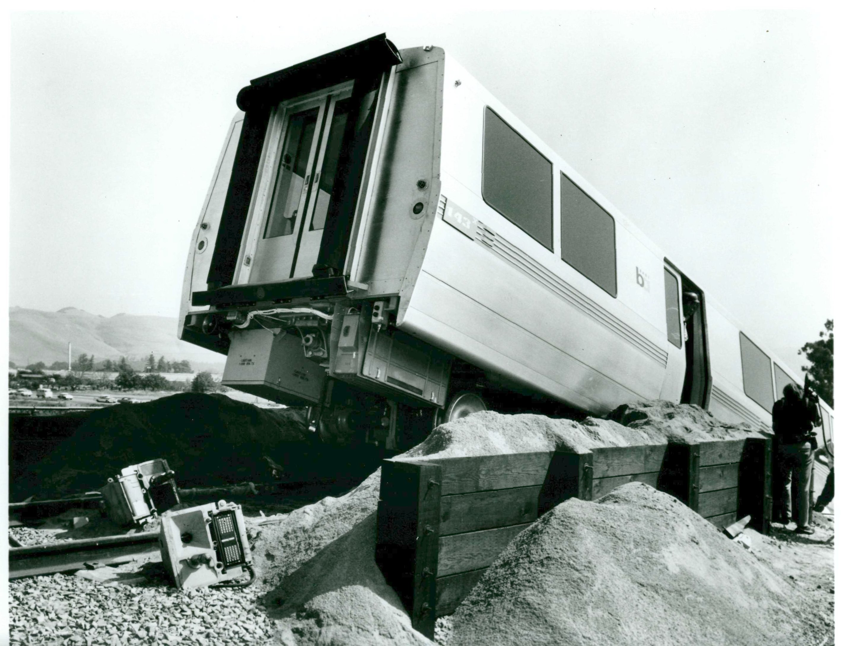 The "Fremont Flyer" - a BART train that overshot Fremont station in October 1972 and partially fell down an embankment.