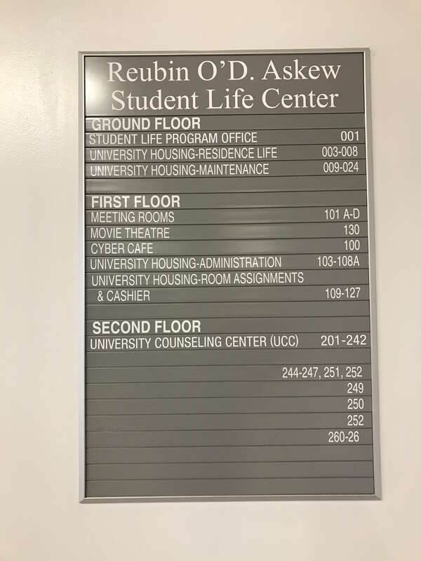 sign
floor
levels
amenities
Ruebin Askew

Askew Student Life Center