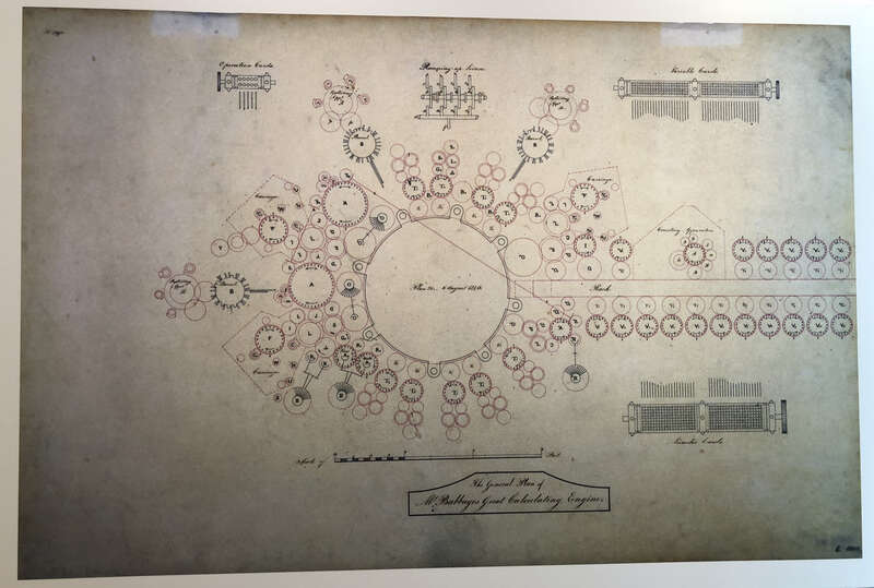 Photo of Babbage Analytical Engine Plan from 1840 at the Computer History Museum
