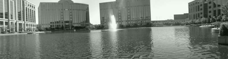 Centennial Lakes Plaza (b&amp;w) pano
