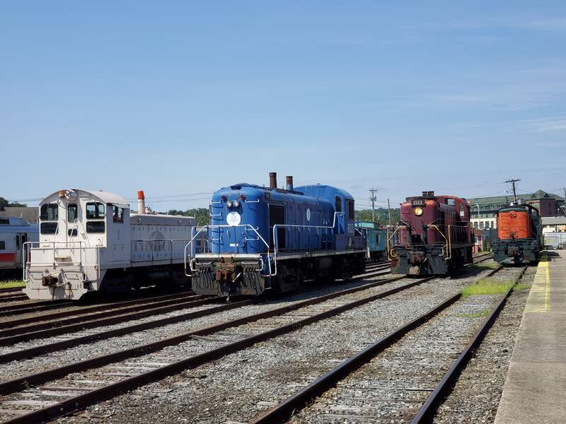 Four diesel locomotives at the Danbury Railway Museum in Danbury, Connecticut