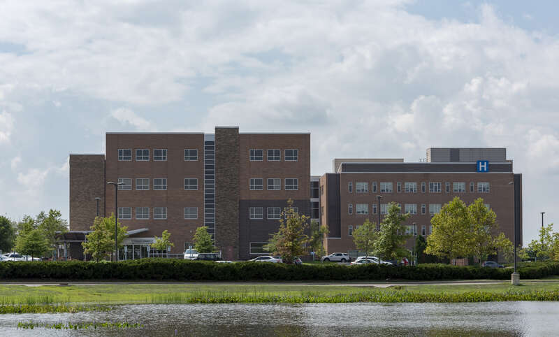 A view of the east wing Dublin Methodist Hospital looking due west right at it.