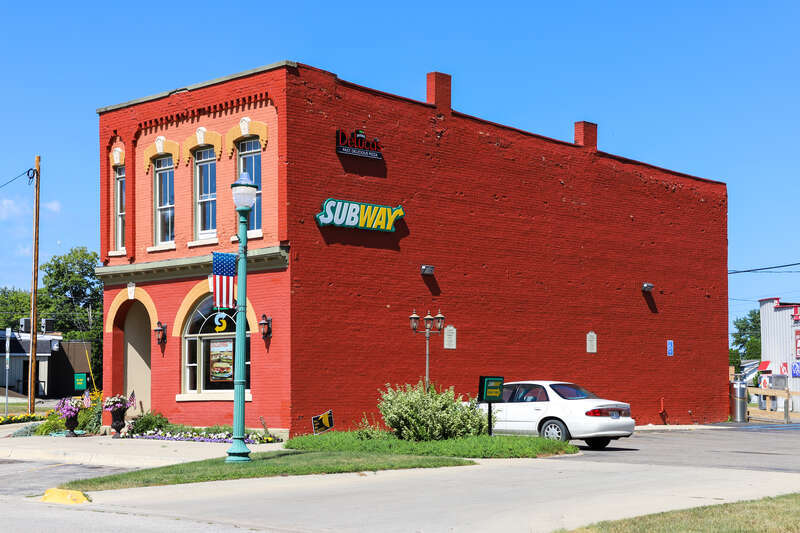 The E.S. Swayze Drugstore in Otisville, Michigan, also known as Otisville Mason Lodge No. 401, Otisville, Michigan. It is a two-story red brick structure constructed in 1874 in a vernacular Italianate style. The build was listed on the National
