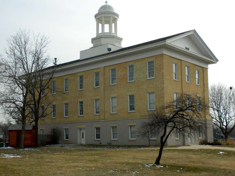 Old Main building from 1856 at Elgin Academy, Elgin, Illinois
