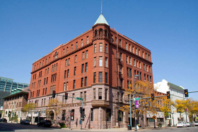 The Guaranty Bank &amp; Trust is a contributing property in the Cedar Rapids Central Business District Commercial Historic District