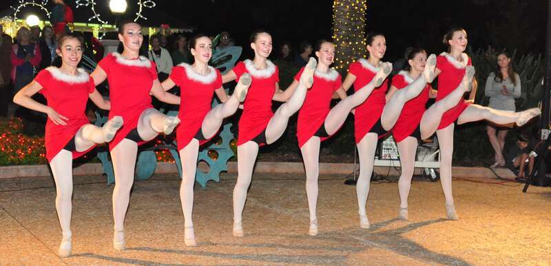 Young ladies from the "Gulf Coast Dancenter" perform at the "Holiday Garden Lights", at the Florida Botanical Gardens in Largo