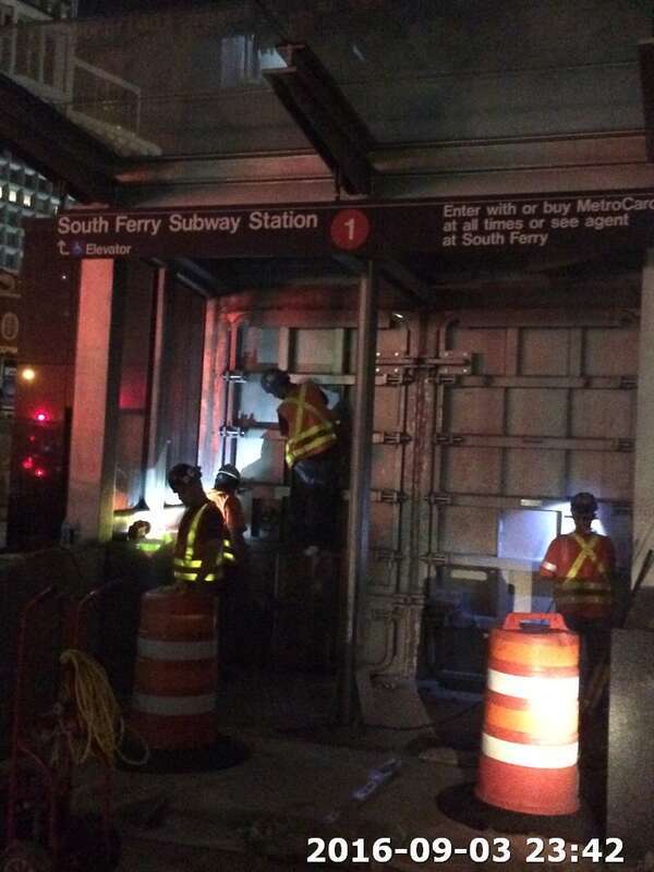 Crews worked throughout the night to secure the subway system in advance of Tropical Storm Hermine. Work included nearly 800 subway vents being sealed. New York City Transit also deployed stairway covers  specially built to withstand water inundation