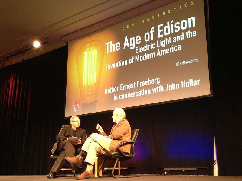 Historian Ernest Freeberg (right) joined John Hollar, CEO and president of the Computer History Museum in Mountain View, Calif., to discuss his book, "The Age of Edison: Electric Light and the Invention of Modern America" and how Edison's approach to