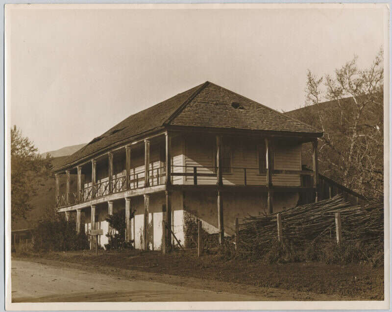 Adobe of José María Alviso, early alcade (mayor) of San Jose, California. The Jose Maria Alviso Adobe, built in 1837 and enlarged in the early 1850s, stands as an excellent example of the Monterey style of architecture popularized throughout
