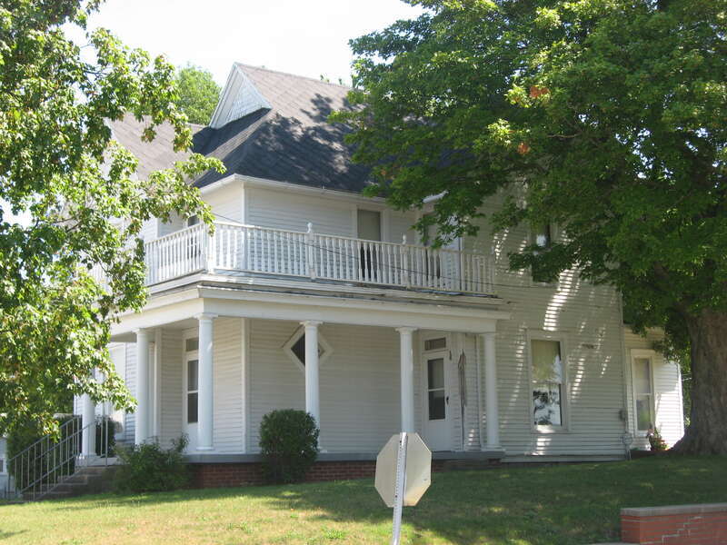 Front and southern side of the Joseph &amp; Lucinda Thawley House, located at 300 E. North Main Street in Summitville, Indiana, United States.  Built in 1895, it is listed on the National Register of Historic Places.