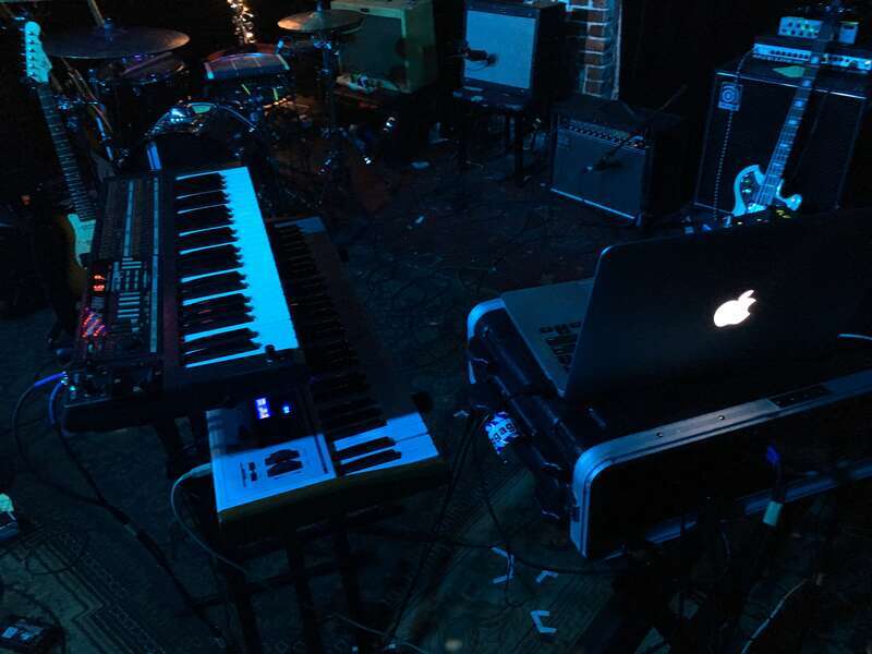 Korg Poly-800 synthesizer and Arturia KeyLab 88 keyboard controller, 2010 Apple MacBook Air laptop computer