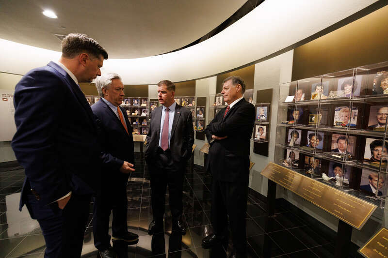 4 May 2022  -Oklahoma City, OK - U.S. Secretary of Labor Marty J. Walsh, Rep. Thomas Cole and Mayor David Holt visit the Oklahoma City National Memorial.

Official Department of Labor Photograph***
Photographs taken by the federal government are