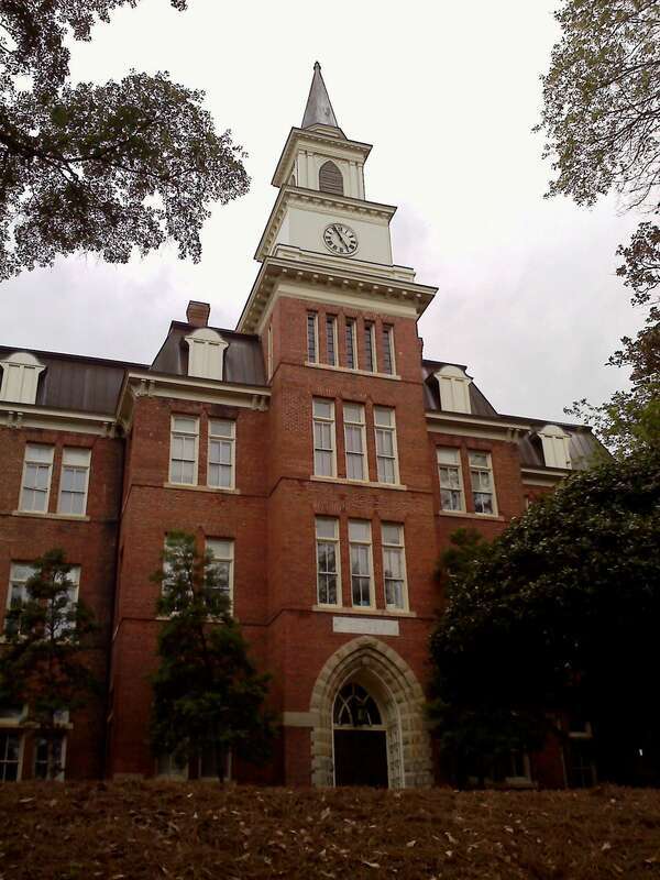 Mercer University's Willingham Hall in Macon, Georgia, United States.  The building was constructed in the late nineteenth century and is an academic building for the university's College of Liberal Arts.