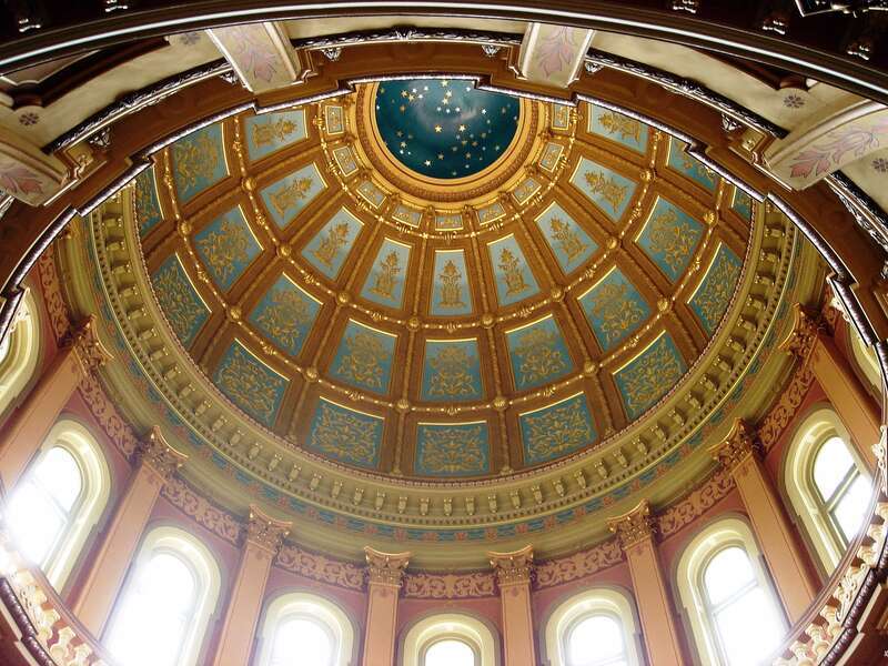 Michigan State Capitol, interior, dome ceiling.