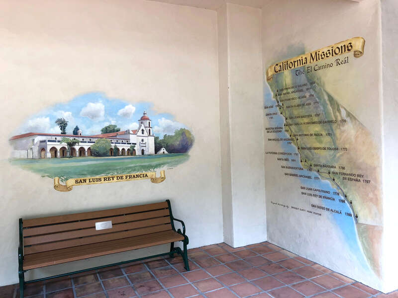 Mural of San Luis Rey de Francia at Gardens of the World in Thousand Oaks, CA.