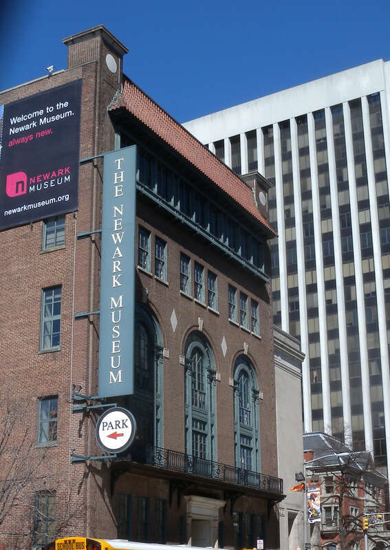 Looking north at former YMCA blding, now Newark Museum, on a sunny midday.