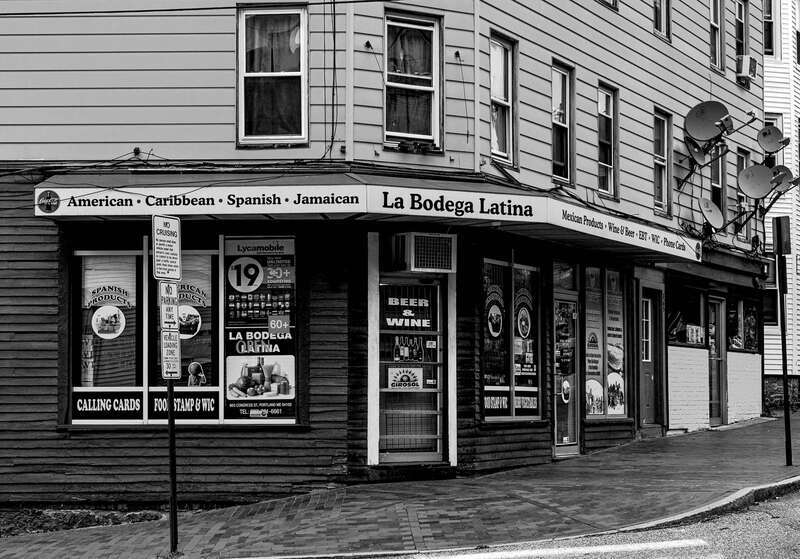 I don't recall seeing such a sign before.  This Bodega is on Congress Street in Portland Maine near the Maine Medical Center.