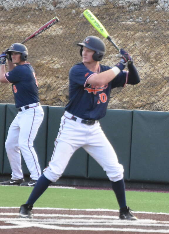 Pavin Smith at the plate for the Cavaliers