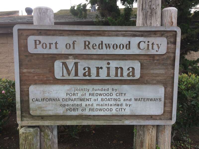 Port of Redwood City Marina sign
Sign reads: Port of Redwood City Marina jointly funded by: 
Port of Redwood City 
California Department of Boating and Waterways

operated and maintained by: Port of Redwood City