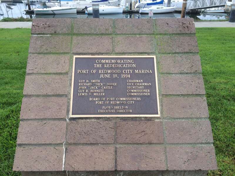 Plaque commemorating the rededication of the Port of Redwood City Marina.
Plaque reads:
COMMEMORATING THE REDEDICATION
PORT OF REDWOOD CITY MARINA
JUNE, 18, 1994
GUY H. SMITH  CHAIRMAN
RICHARD "DICK" DODGE  VICE CHAIRMAN
JOHN "JACK" CASTLE
