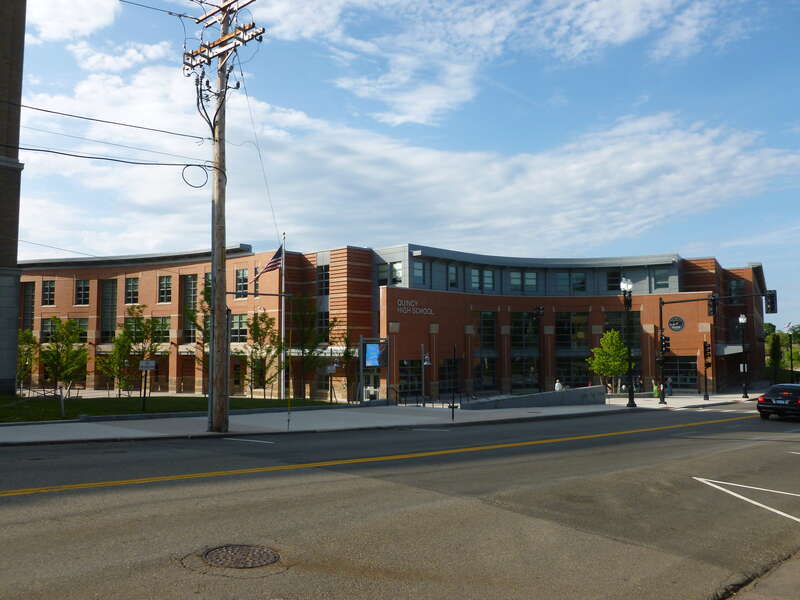 Quincy High School, located at 100 Coddington Street, Quincy, Massachusetts.